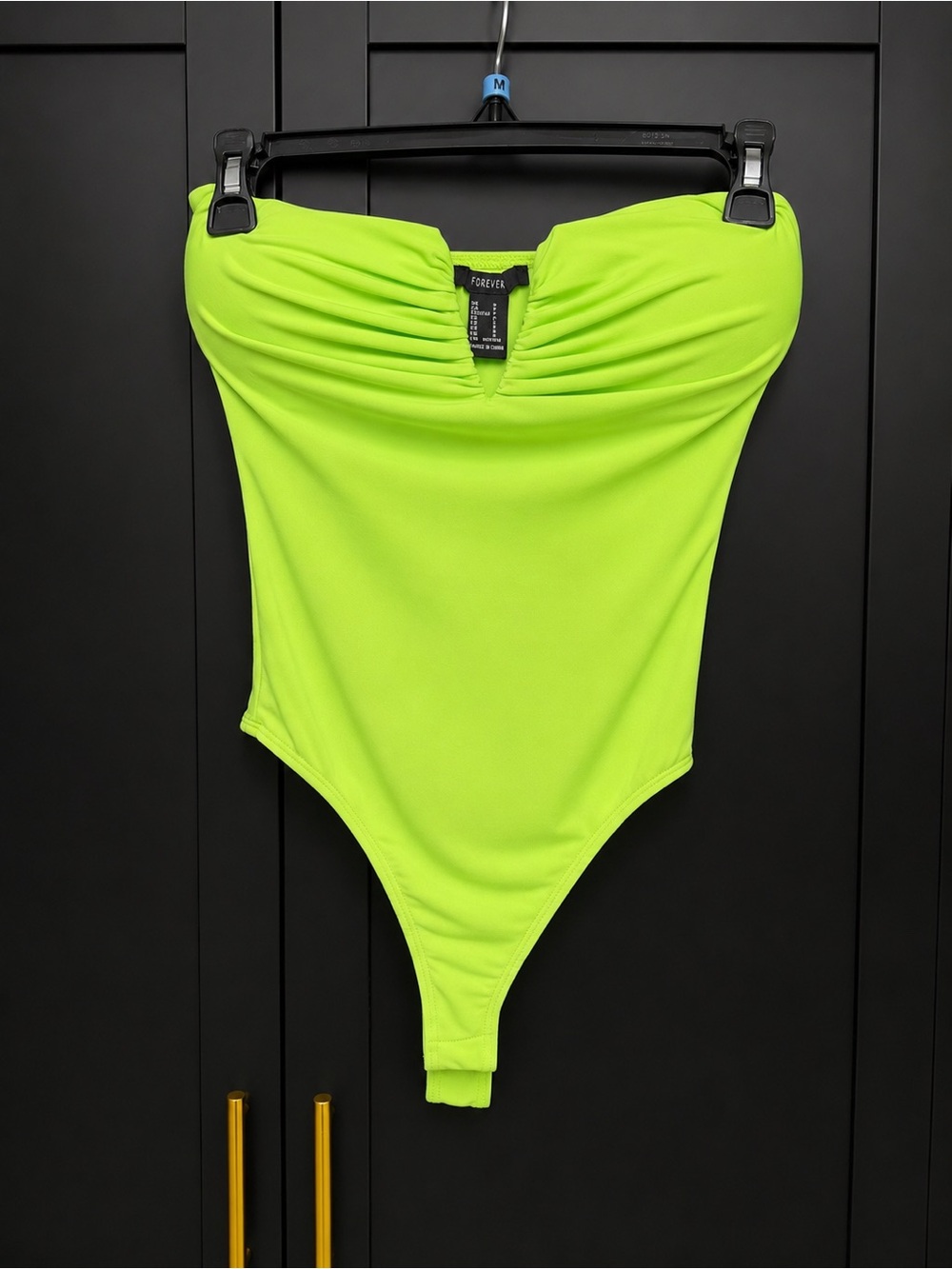 Forever 21 Neon Lime Strapless Bodysuit